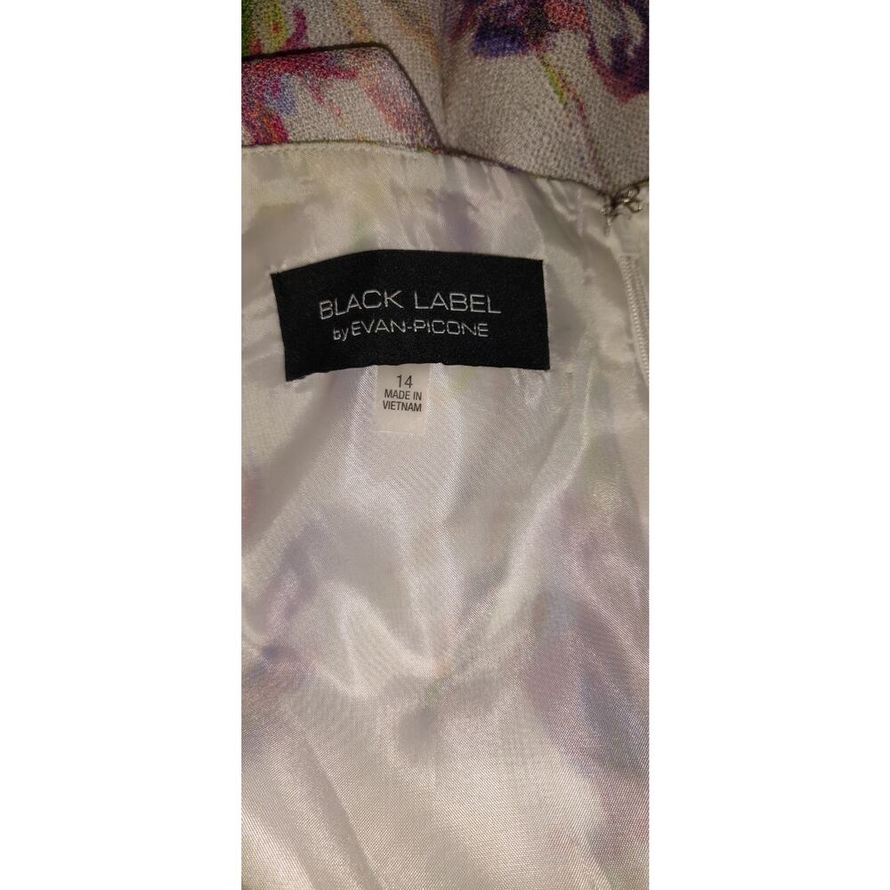 Black Label Evan Picone Sheath Dress Sz 14 Floral  Art To Wear Church Artsy - Picture 7 of 16